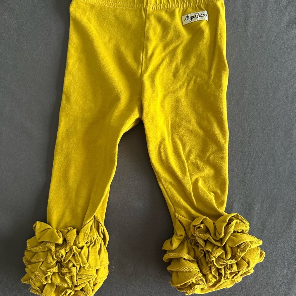 Arya Grace Yellow Ruffle Leggings 12M